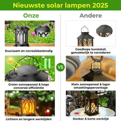 Solar Flikkerende Vlammen Lantaarn voor buitengebruik, waterdicht