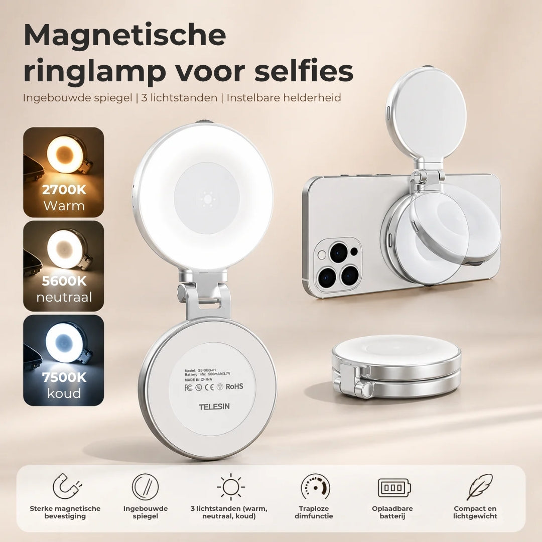 Magnetische Ringlamp met Ingebouwde Spiegel