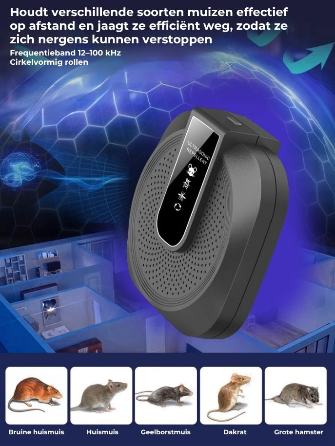 Ultrasone afschrikker tegen ratten en insecten – 360° slimme technologie🔉🐀