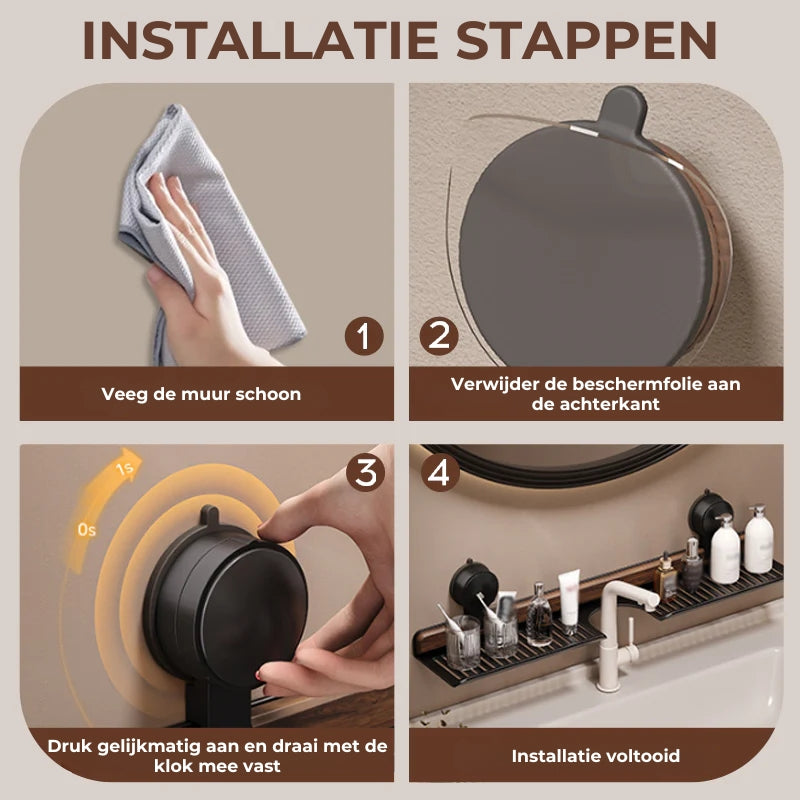 Badkamerplank met zuignap in walnoot
