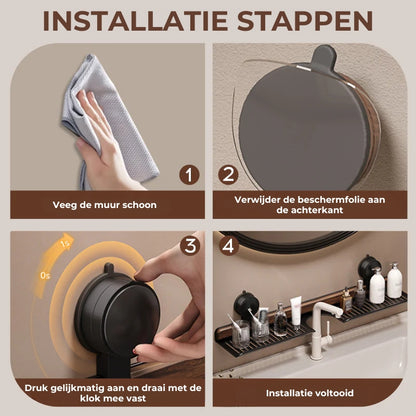 Badkamerplank met zuignap in walnoot
