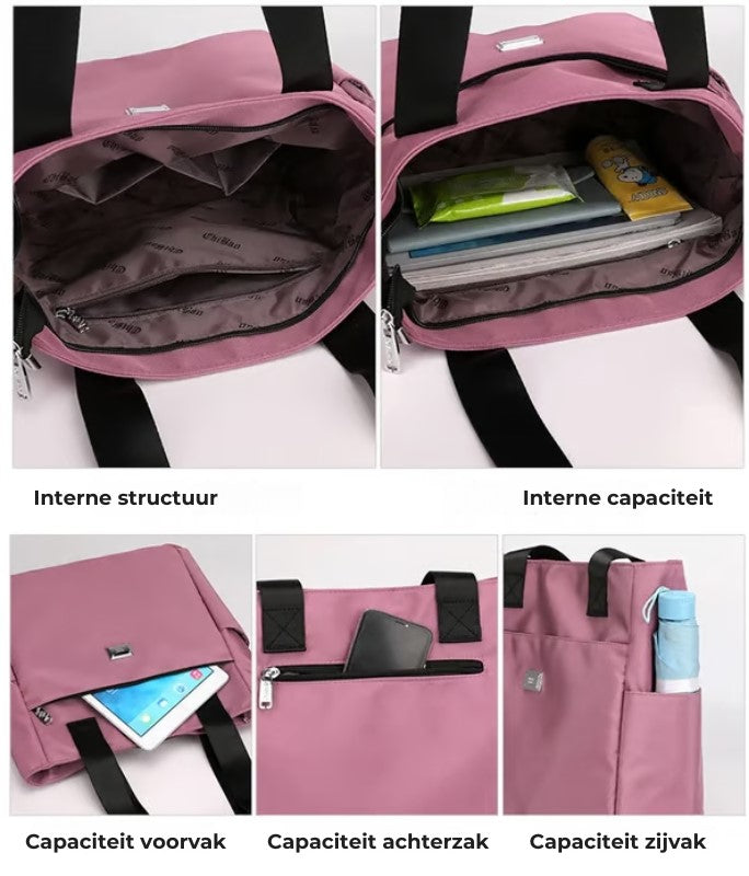 Ruime, Waterafstotende Nylon Schoudertas Met Meerdere Vakken