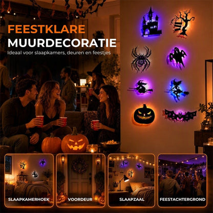 3D Halloween Glow-in-the-Dark Wandstickers - 12 Stuks