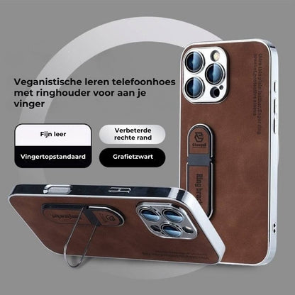 Veganistisch Leren iPhone Hoesje met Ringhouder