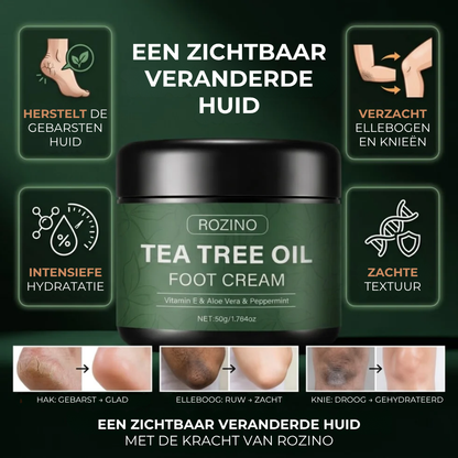 Tea Tree Oil Voetcrème | Vitamine E, aloë vera & pepermunt | Intensieve hydratatie
