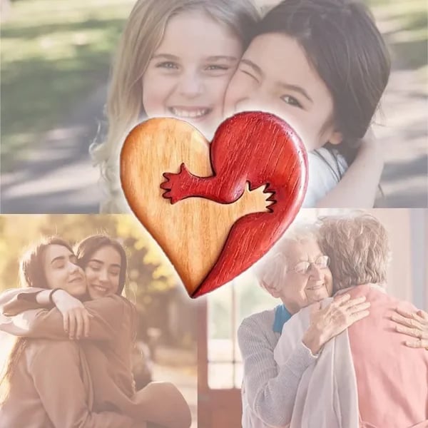 Een knuffel van mijn hart naar jou (handgemaakte houtsnijwerken)