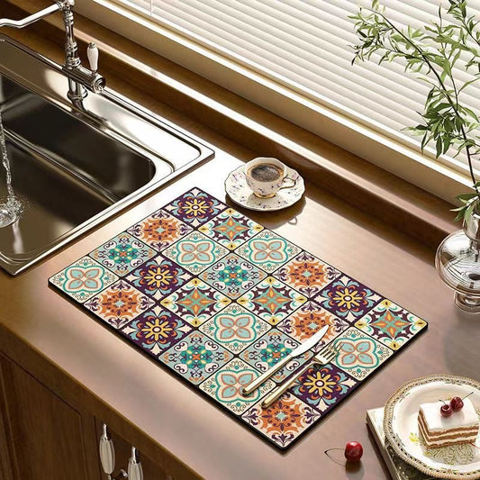 Retro Sneldrogende Waterafvoerende Mat Voor Keuken- En Barwerkbladen