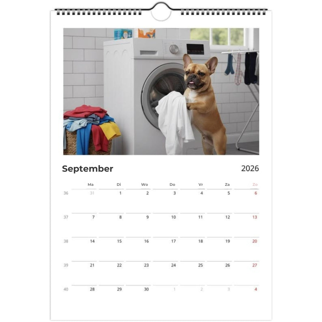 Franse buldog Kalender 2026 - Dagelijkse activiteiten