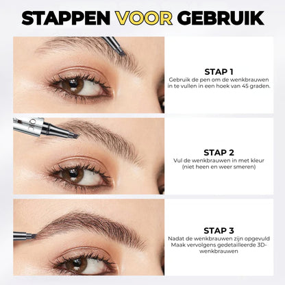 Waterdichte 3D-wenkbrauwpen met 4 vorkpunten voor microblading