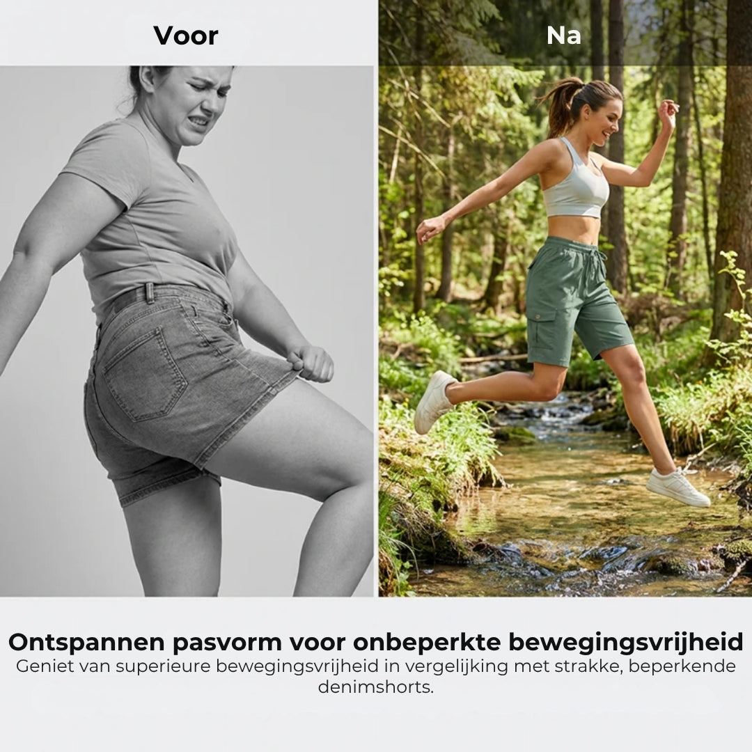 Sneldrogende cargoshort voor dames met zakken