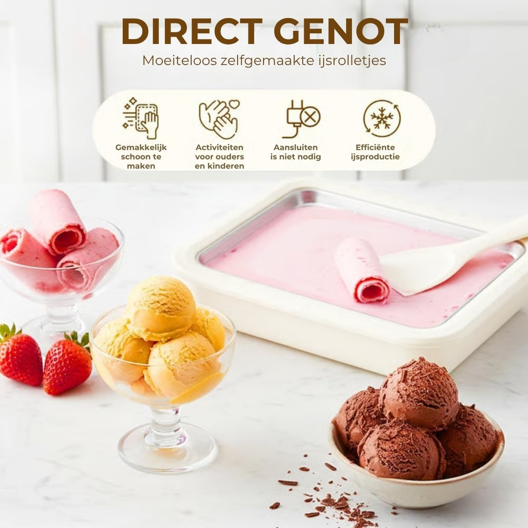 Gekoeld IJsrol Bord | Zelf Roomijs Rollen Maken met Fruit