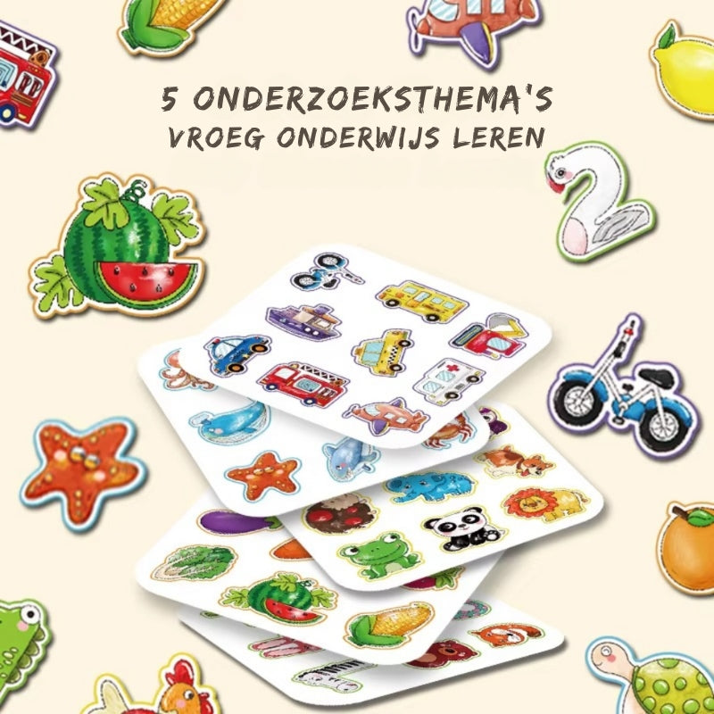 2-in-1 magisch Montessori-verhalenboek om in te kleuren en mee te spelen