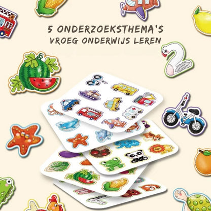 2-in-1 magisch Montessori-verhalenboek om in te kleuren en mee te spelen