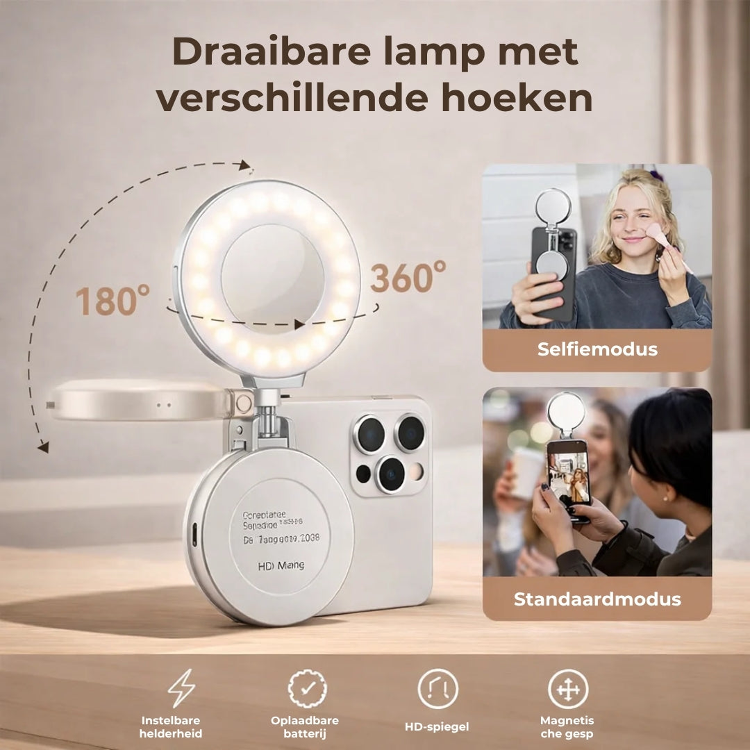 Magnetische Ringlamp met Ingebouwde Spiegel