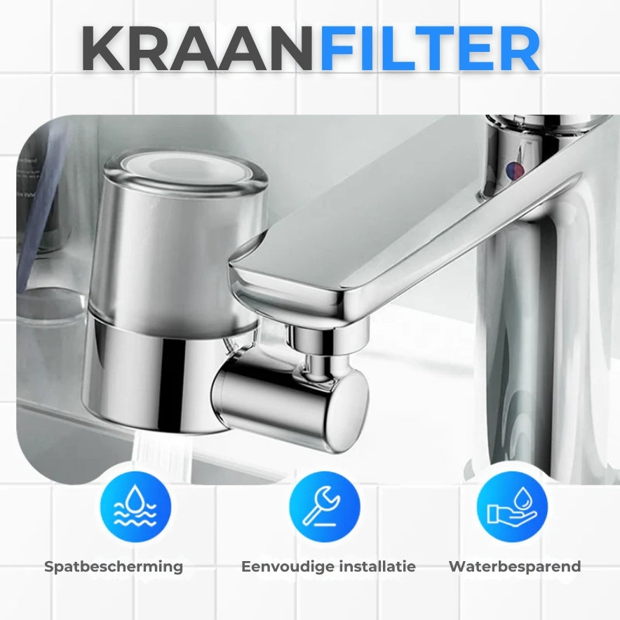 Draaibare kraanfilterkop van 720° – Schoon water, zuinig sproeien, past op elke kraan