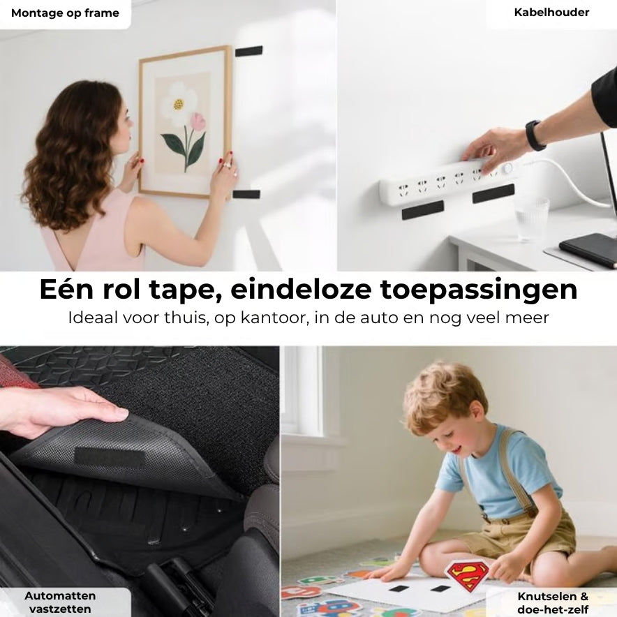 Dubbelzijdige Klittenbandstroken - Extra Sterk en Herbruikbaar - 40 Stuks (20 Paar)