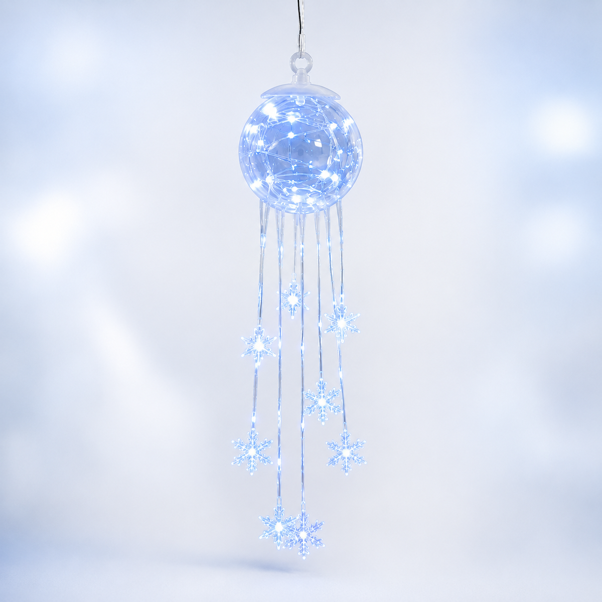 LED Kerstbal met Hangende Sneeuwvlokken