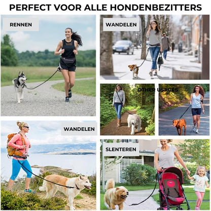 Handsfree hondenriem met praktische heuptas