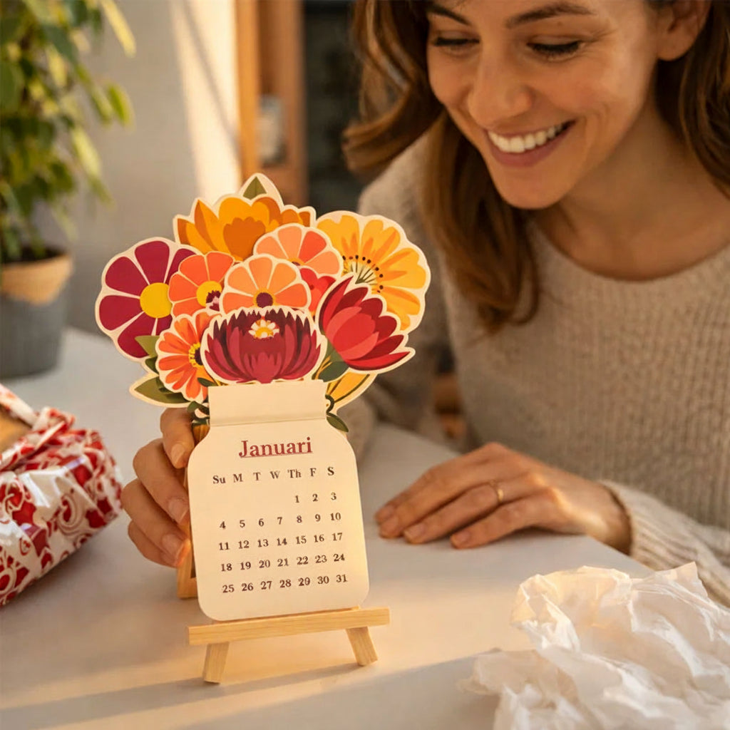 Houten Bloeiende Bloemen Jaarkalender