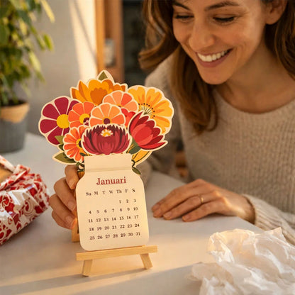 Houten Bloeiende Bloemen Jaarkalender