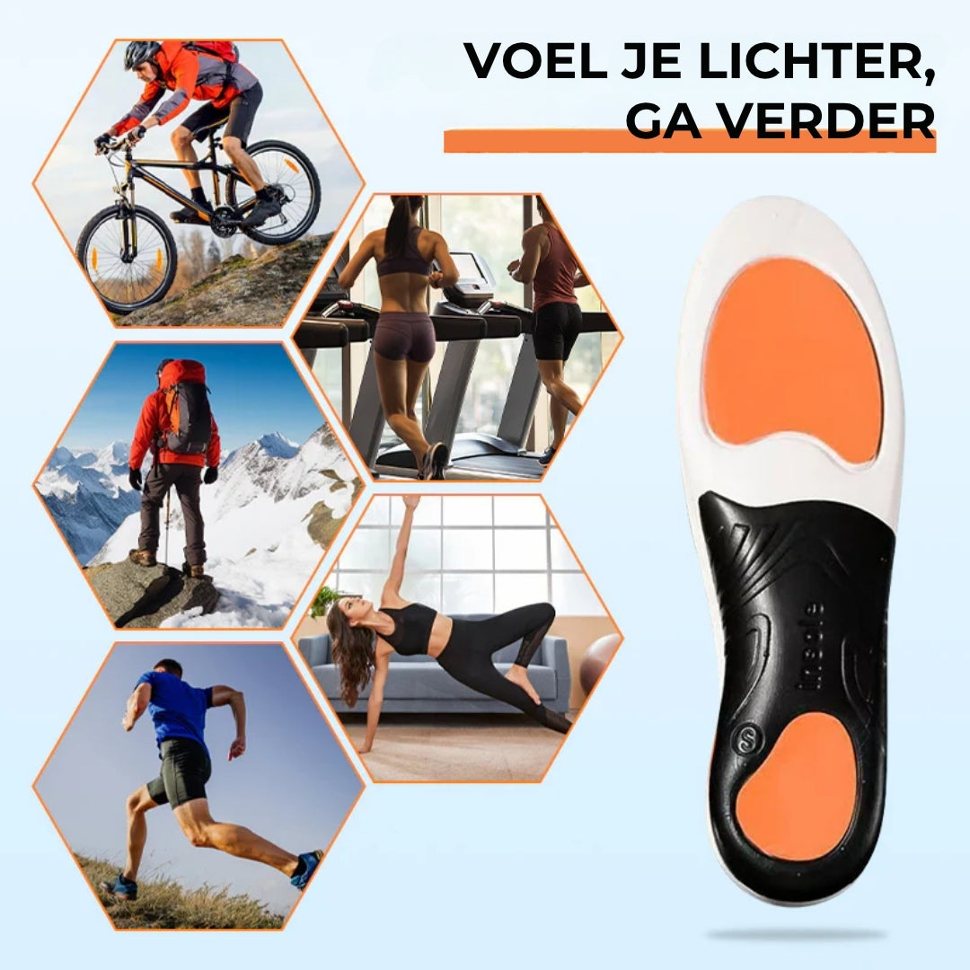 Sportinlegzolen met schokdemping en steun voor de voetboog