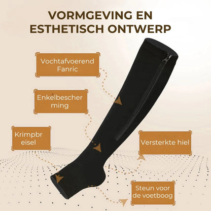 Compressiekousen met ritssluiting voor gemakkelijk aantrekken