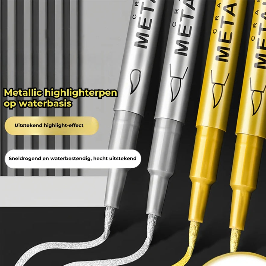 Metallic Grafsteen Pen - Duurzaam en Weerbestendig - 2 Stuks