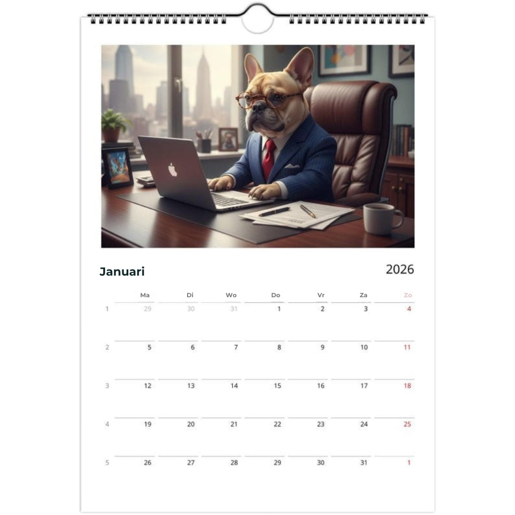 Franse buldog Kalender 2026 - Dagelijkse activiteiten