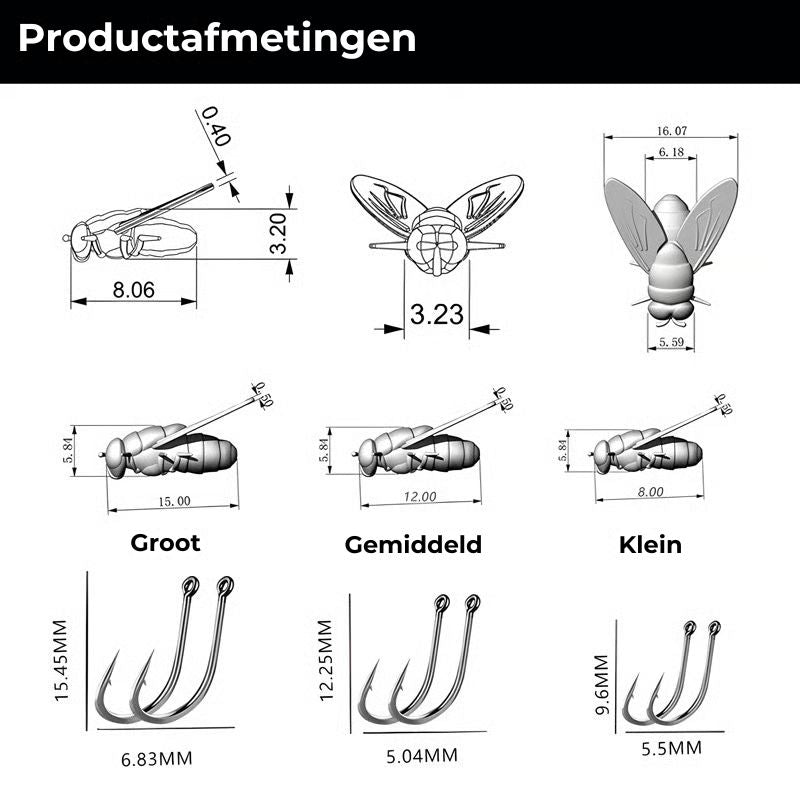 Vliegende Vlieg Vissenaas - 10 Stuks