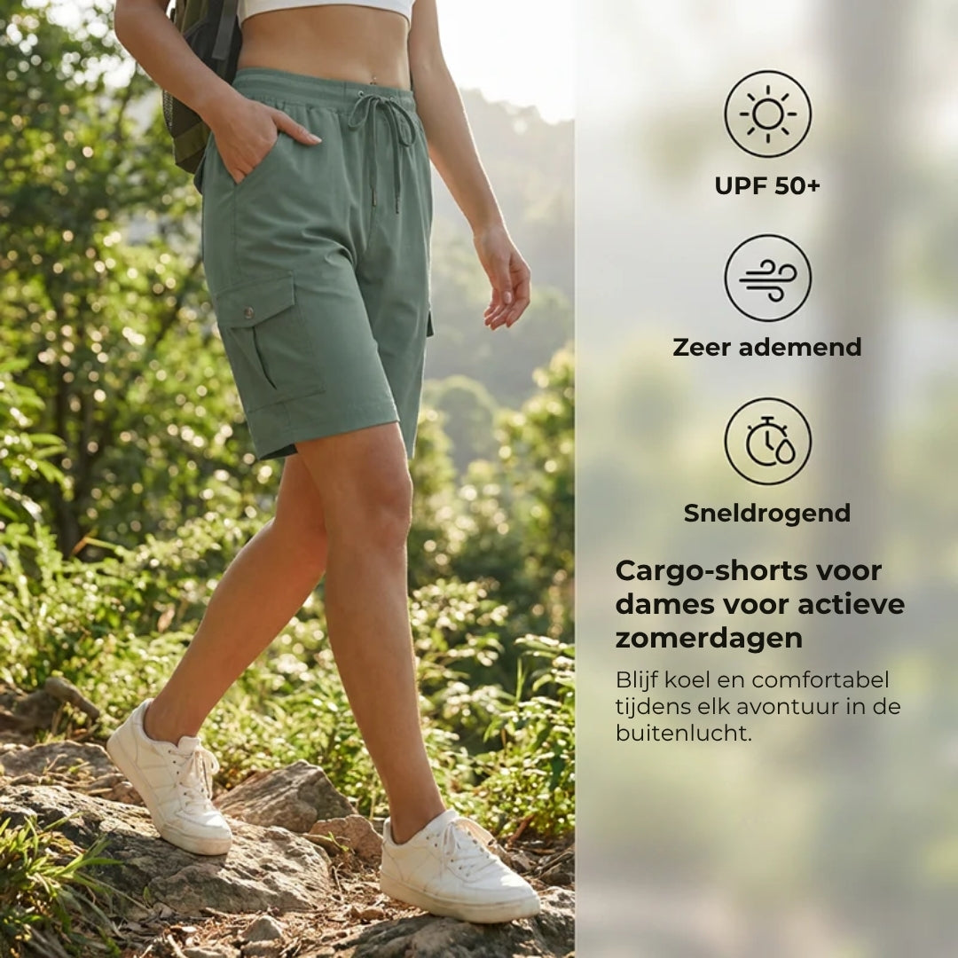Sneldrogende cargoshort voor dames met zakken