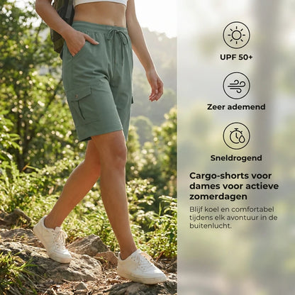 Sneldrogende cargoshort voor dames met zakken