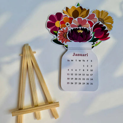 Houten Bloeiende Bloemen Jaarkalender