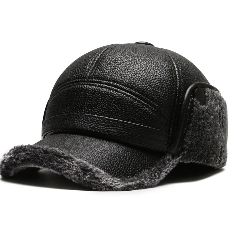 🧢 Wintermuts voor heren met platte oorkappen van schapenvacht