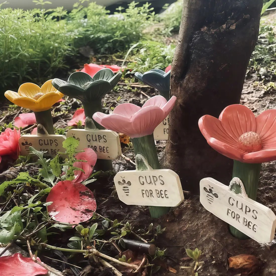 Bloemvormige drinkplaats voor bijen💧