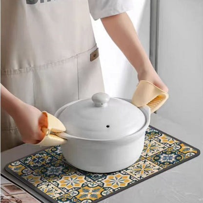 Retro Sneldrogende Waterafvoerende Mat Voor Keuken- En Barwerkbladen