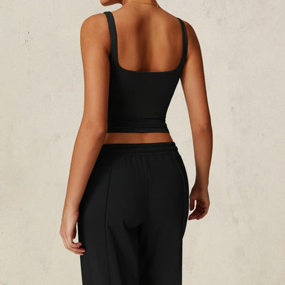 Mouwloze, ademende yogatop met ingebouwde BH