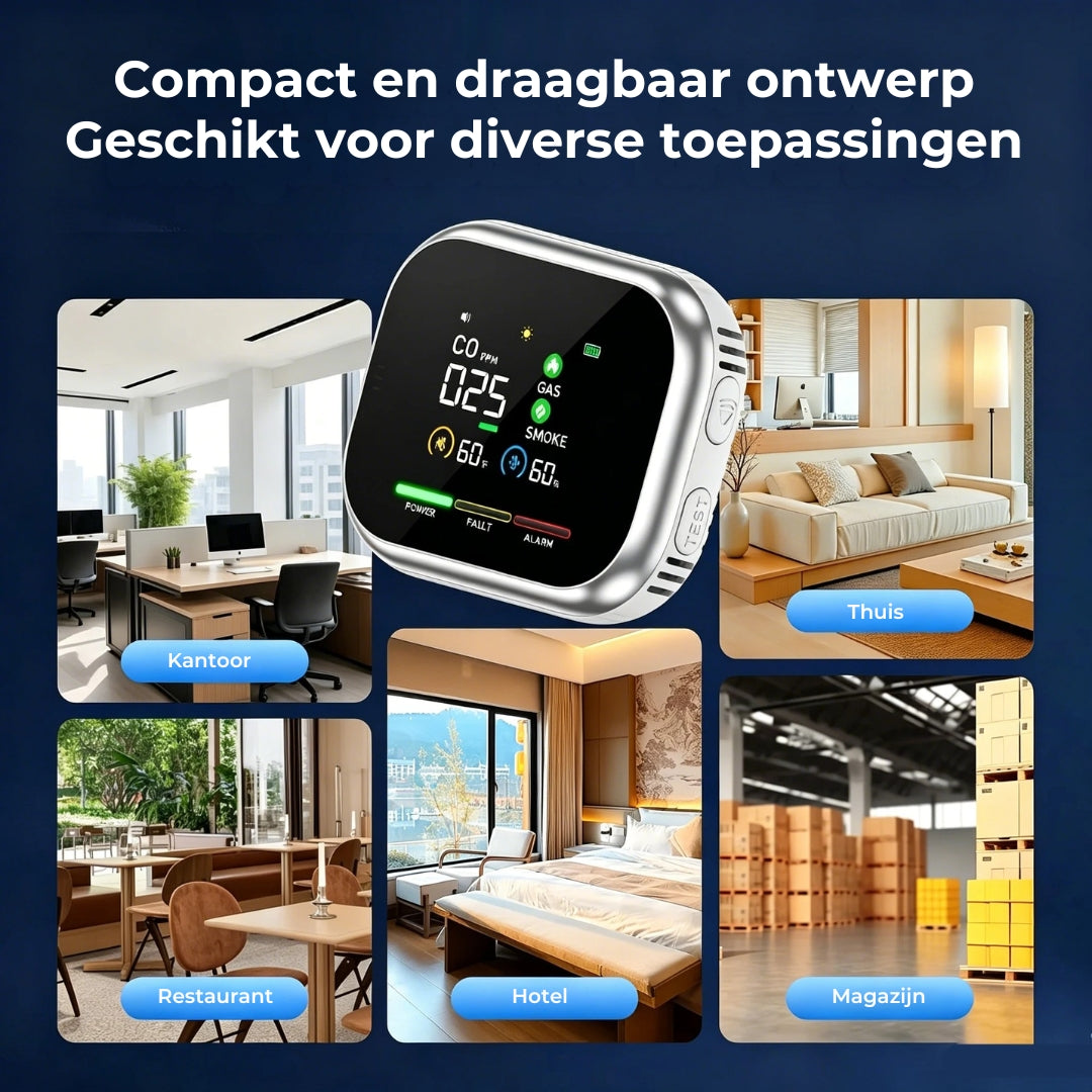 6-in-1 Slimme Veiligheidsdetector - Tot 12 Detecteerbare Stoffen
