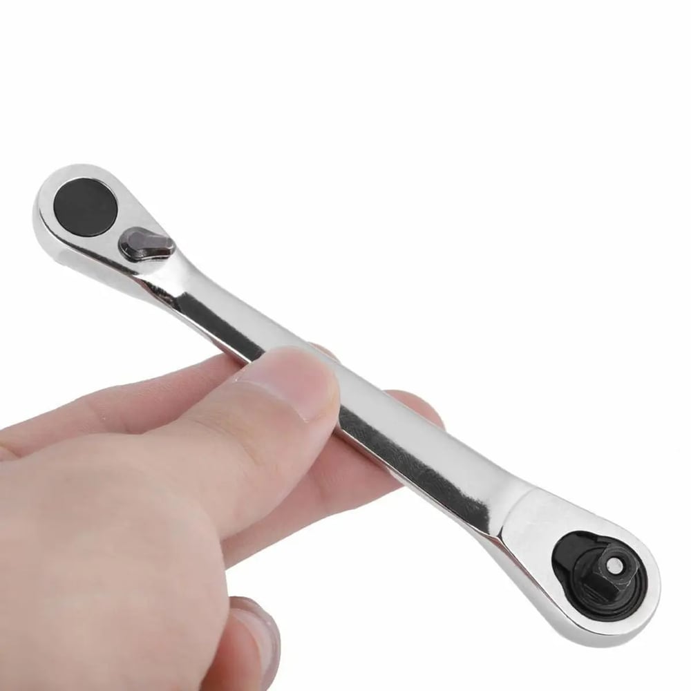 Magnetische Mini-Ratelsleutel 1/4" met Dubbele Kop