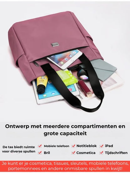 Ruime, Waterafstotende Nylon Schoudertas Met Meerdere Vakken