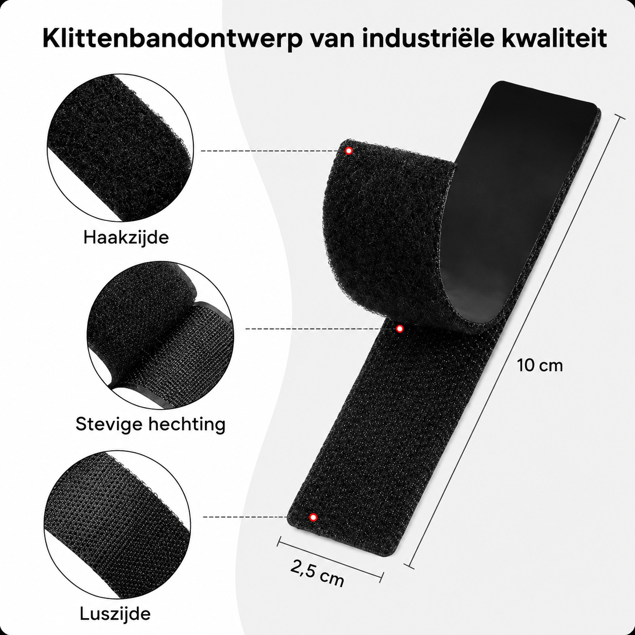 Dubbelzijdige Klittenbandstroken - Extra Sterk en Herbruikbaar - 40 Stuks (20 Paar)