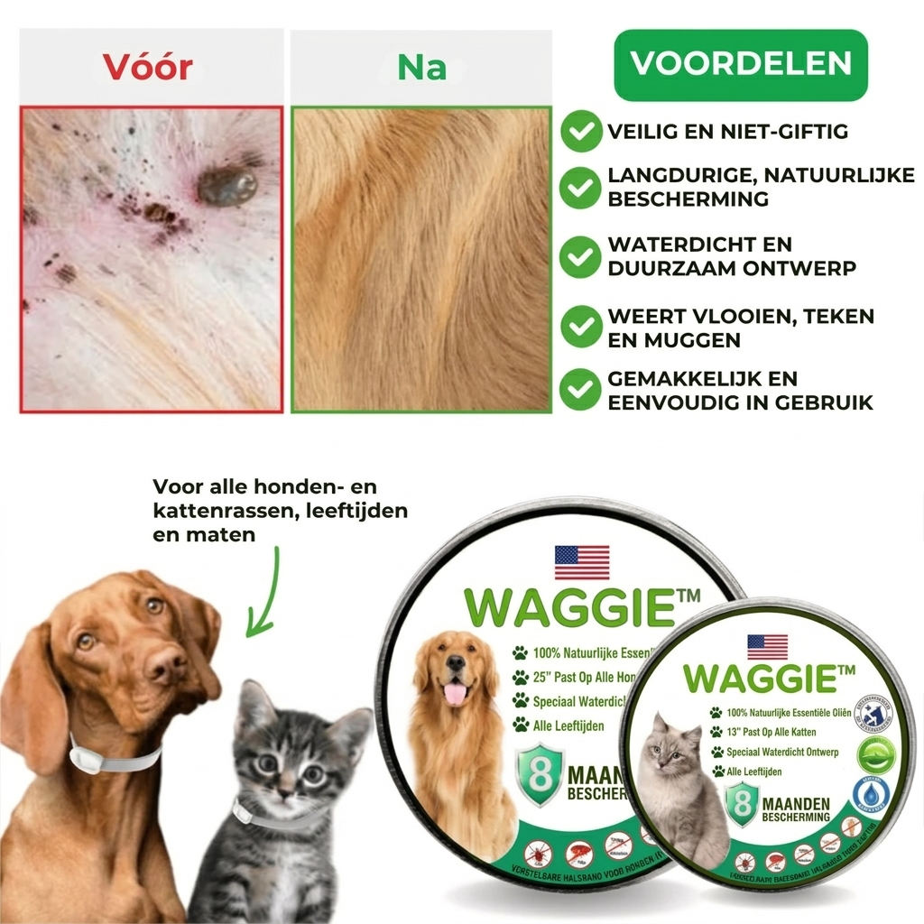 Natuurlijke Vlooien- en Tekenhalsband - Waggie™
