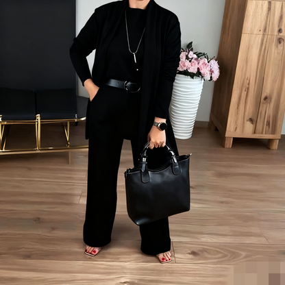 Elegante 3-delige Set Bestaande Uit Een Lang Vest, Top En Broek