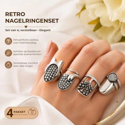 Verstelbare Nagelringset - 4 Stuks