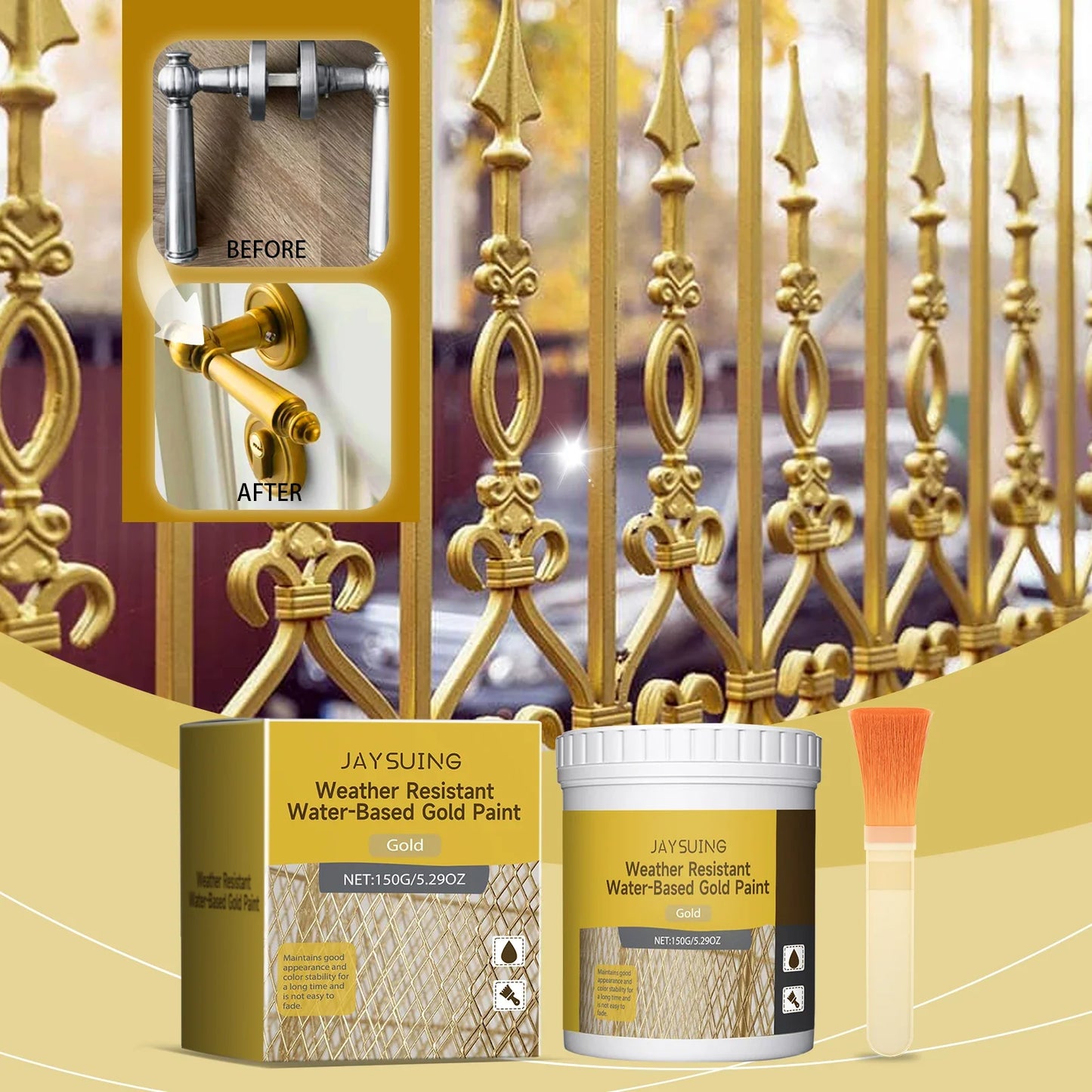 Waterbestendige Gouden Verf met Kwast