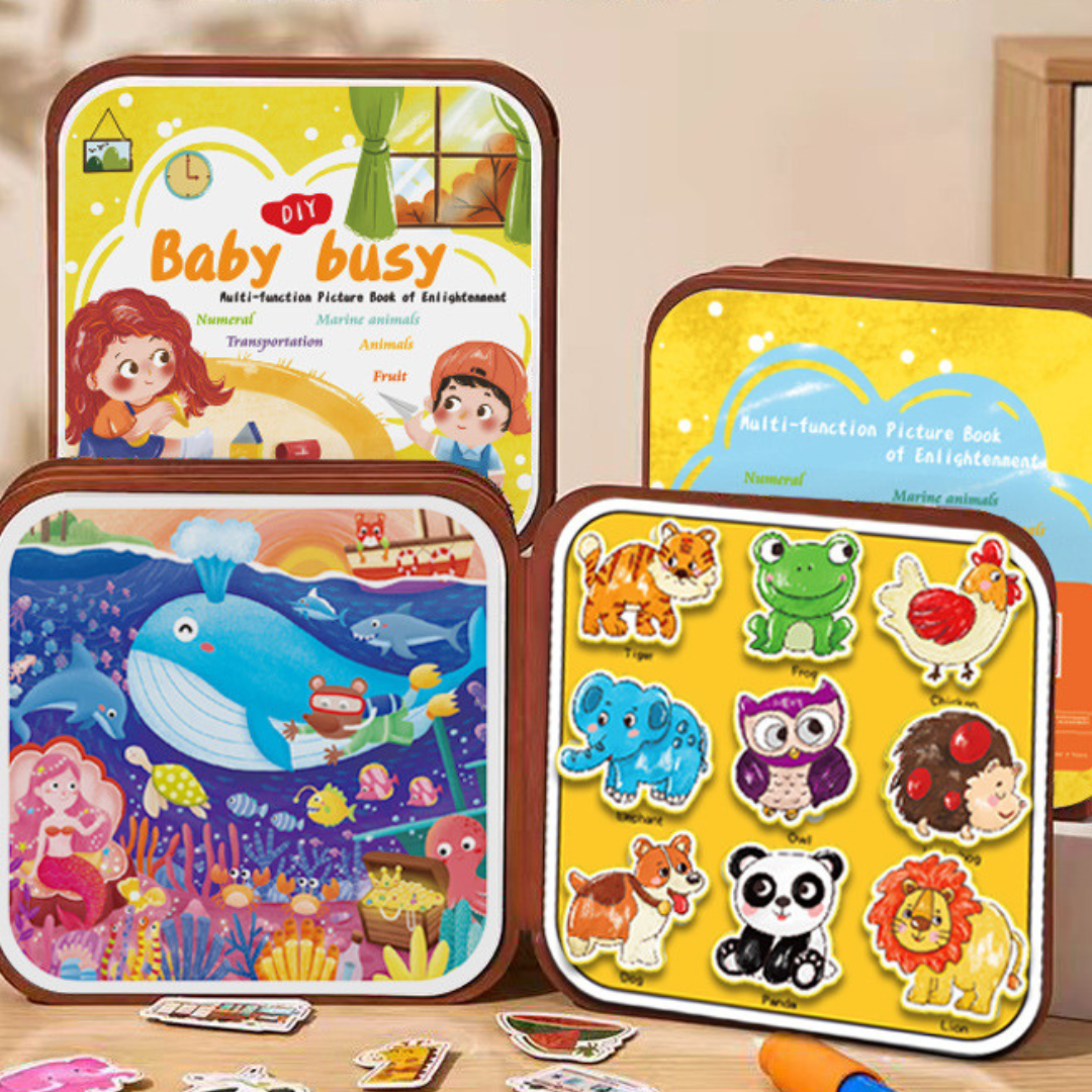 2-in-1 magisch Montessori-verhalenboek om in te kleuren en mee te spelen