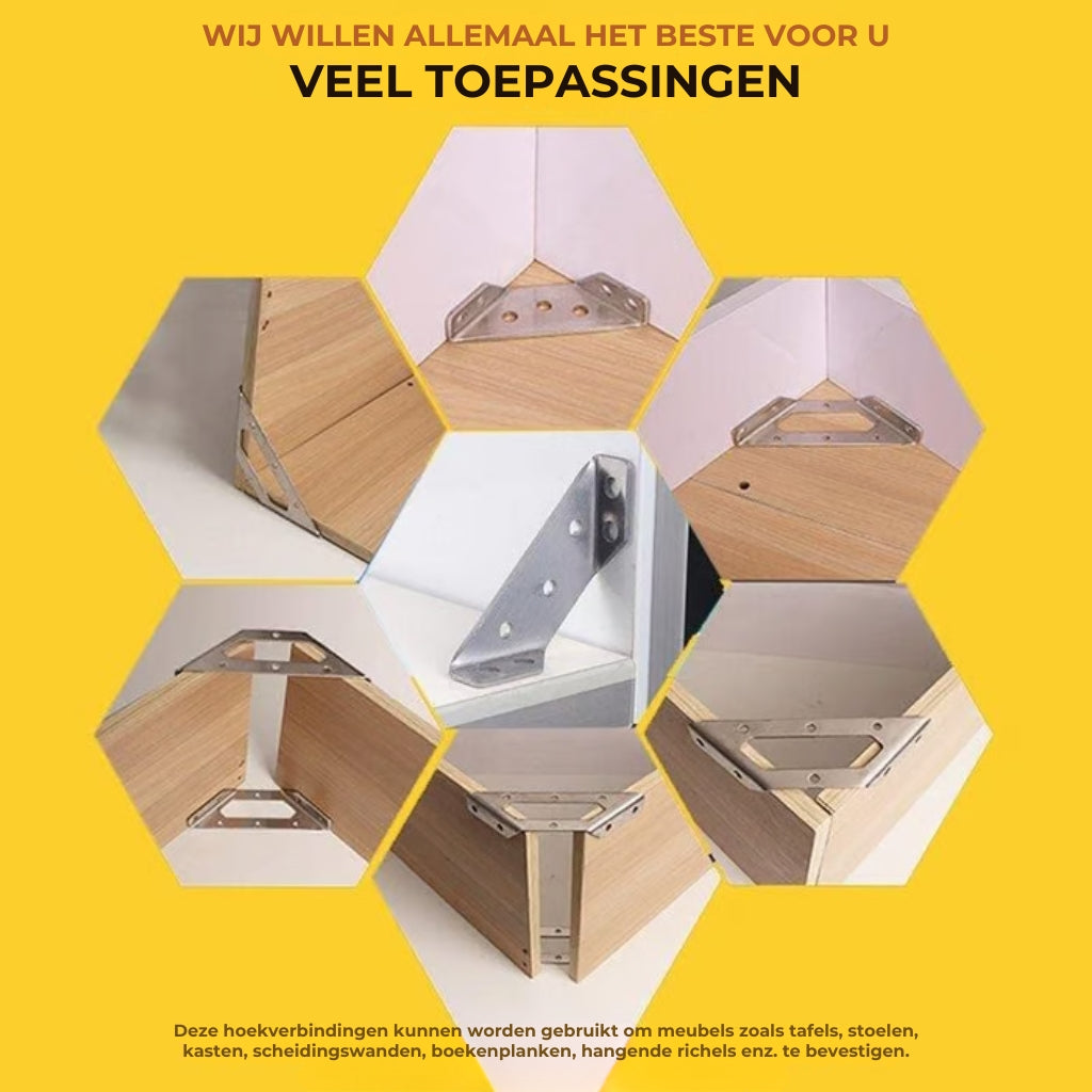 Roestvrijstalen Hoekverbinding - 10 Stuks