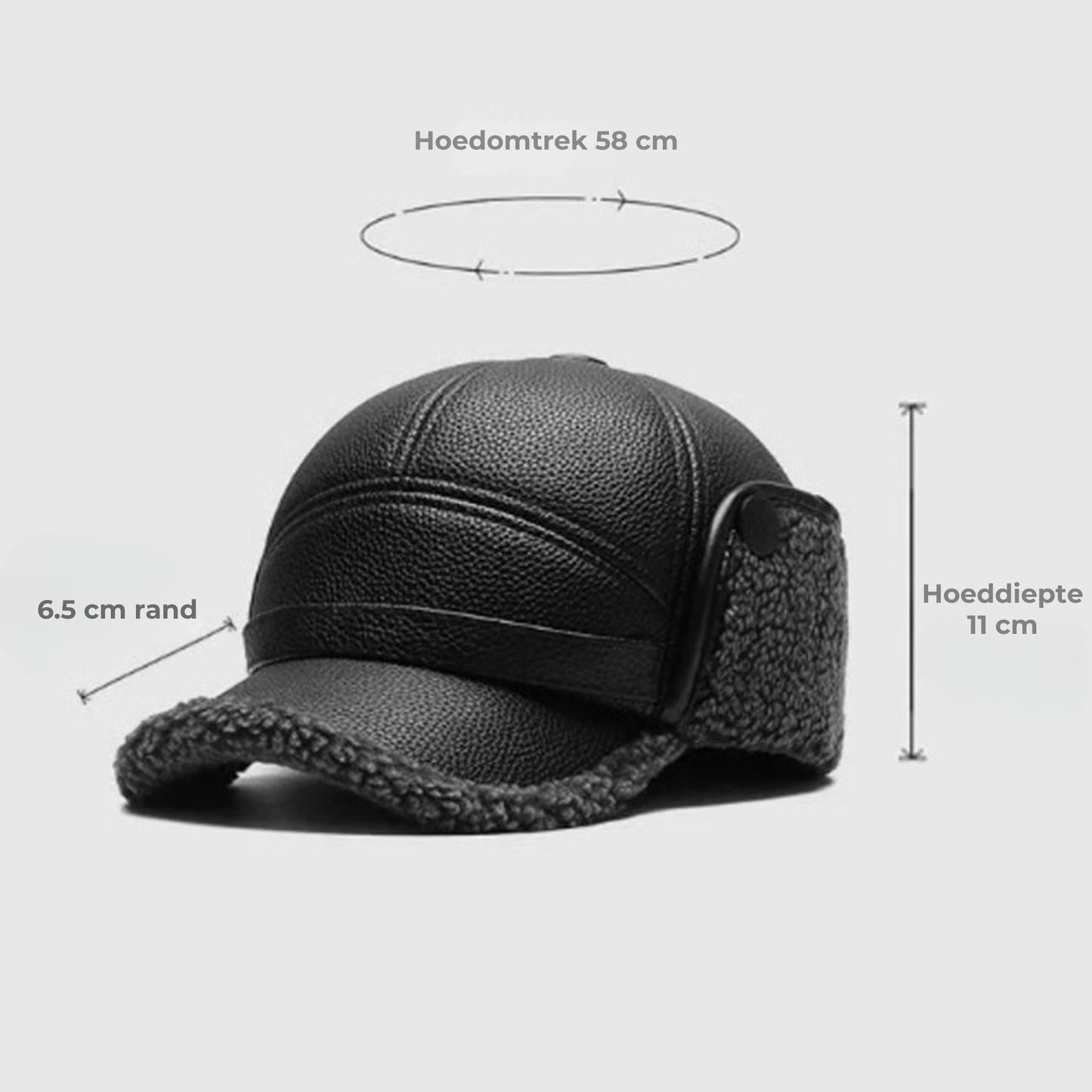 🧢 Wintermuts voor heren met platte oorkappen van schapenvacht