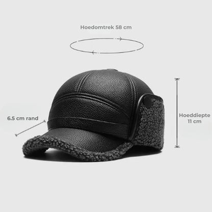 🧢 Wintermuts voor heren met platte oorkappen van schapenvacht