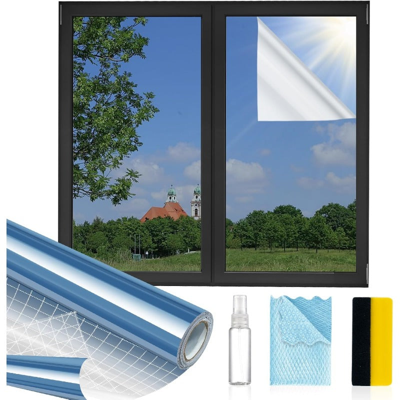Eenrichtingsprivacyfolie – Statisch hechtende spiegelende folie met complete doe-het-zelfset