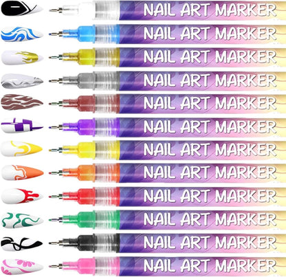 Nagelkunstpennen (set van 12 kleuren)